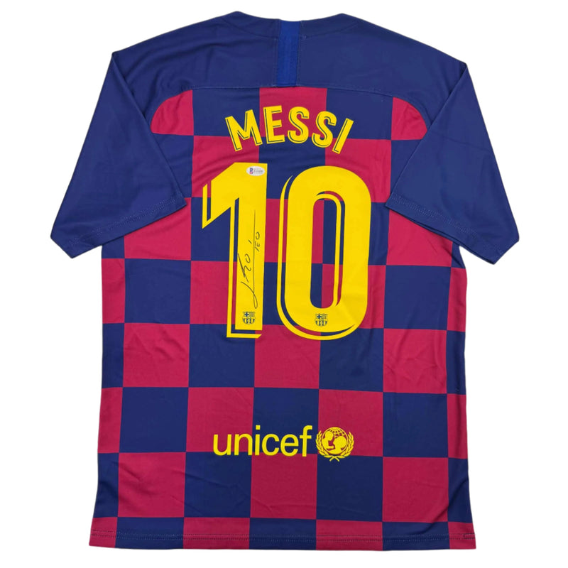Autographed/Signed Lionel Leo Messi FC Barcelona Soccer Jersey Beckett BAS COA