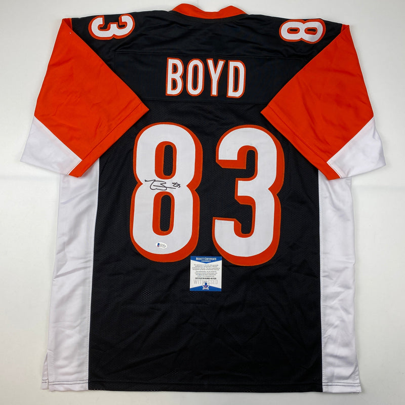Autographed/Signed Tyler Boyd Cincinnati Black Football Jersey Beckett BAS COA