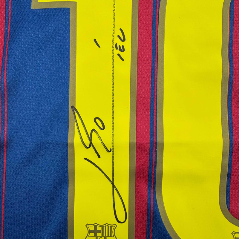 Autographed/Signed Lionel Leo Messi FC Barcelona Soccer Jersey Beckett BAS COA