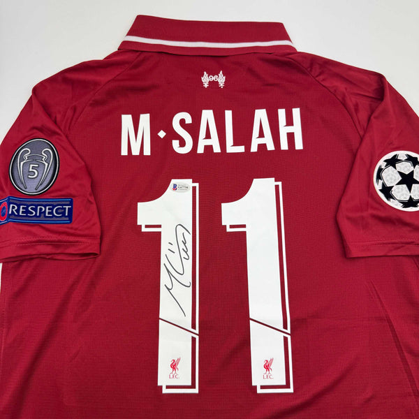Autographed/Signed Mohamed Salah Liverpool Red Soccer Jersey Beckett BAS COA