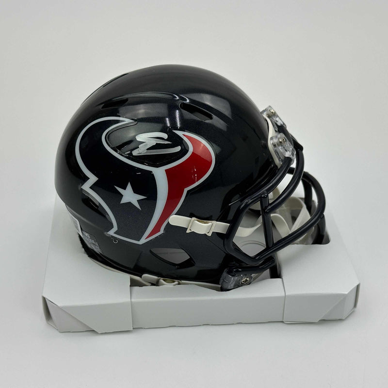 Autographed/Signed Stefon Diggs Houston Texans Mini Football Helmet Beckett BAS COA