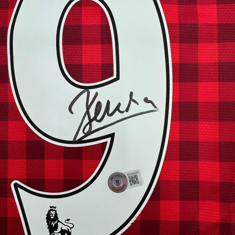 Autographed/Signed Dimitar Berbatov Manchester United Red Checkered Soccer Jersey Beckett BAS COA