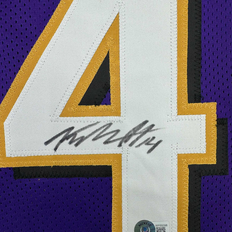Autographed/Signed Kyle Hamilton Baltimore Purple Football Jersey Beckett BAS COA