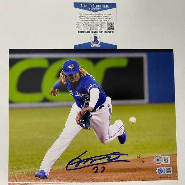 Autographed/Signed Vladimir Guerrero Jr. Toronto Blue Jays 8x10 Baseball Photo Beckett BAS COA