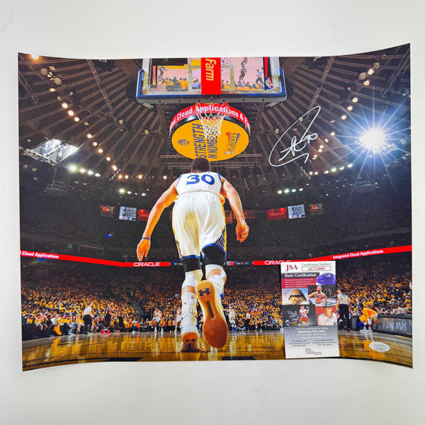 Autographed/Signed Stephen Steph Curry Golden State Warriors 16x20 Basketball Photo JSA COA