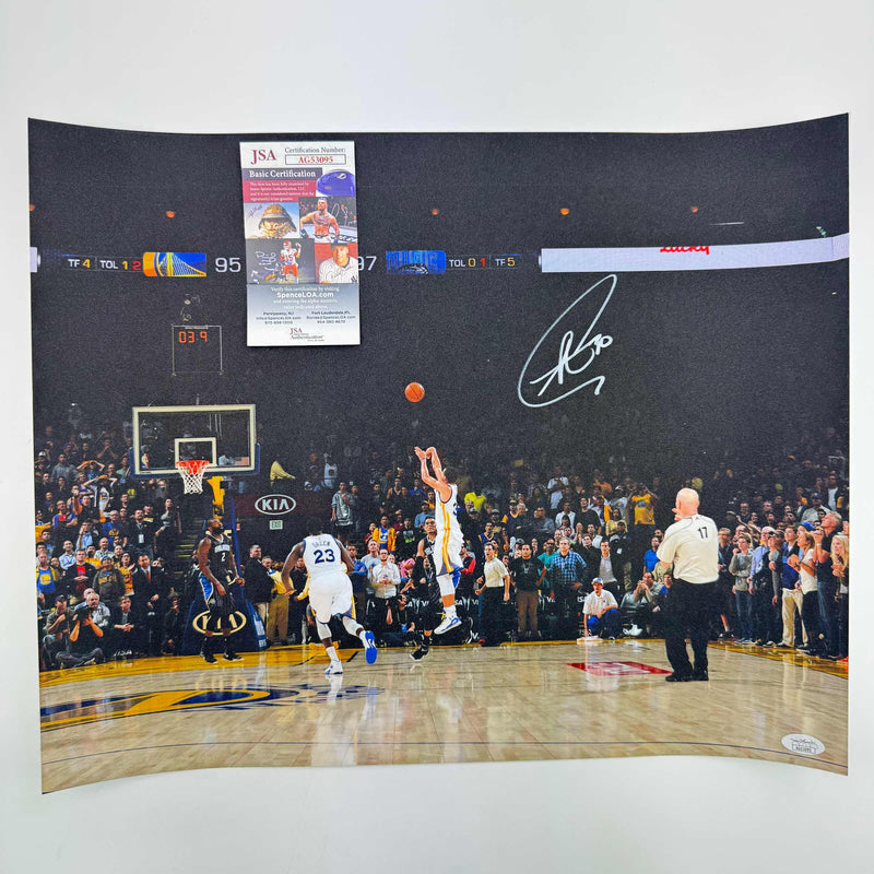 Autographed/Signed Stephen Steph Curry Golden State Warriors 16x20 Basketball Photo JSA COA