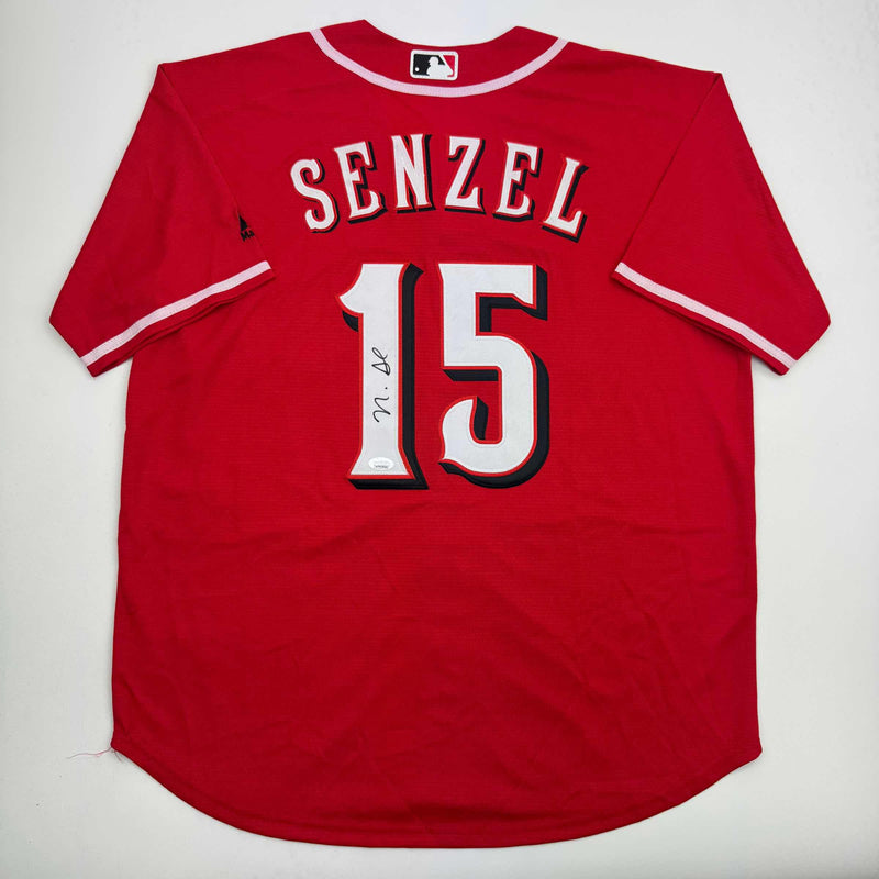 Autographed/Signed Nick Senzel Cincinnati Red Baseball Jersey JSA COA
