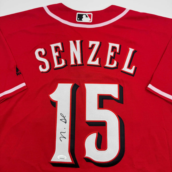Autographed/Signed Nick Senzel Cincinnati Red Baseball Jersey JSA COA