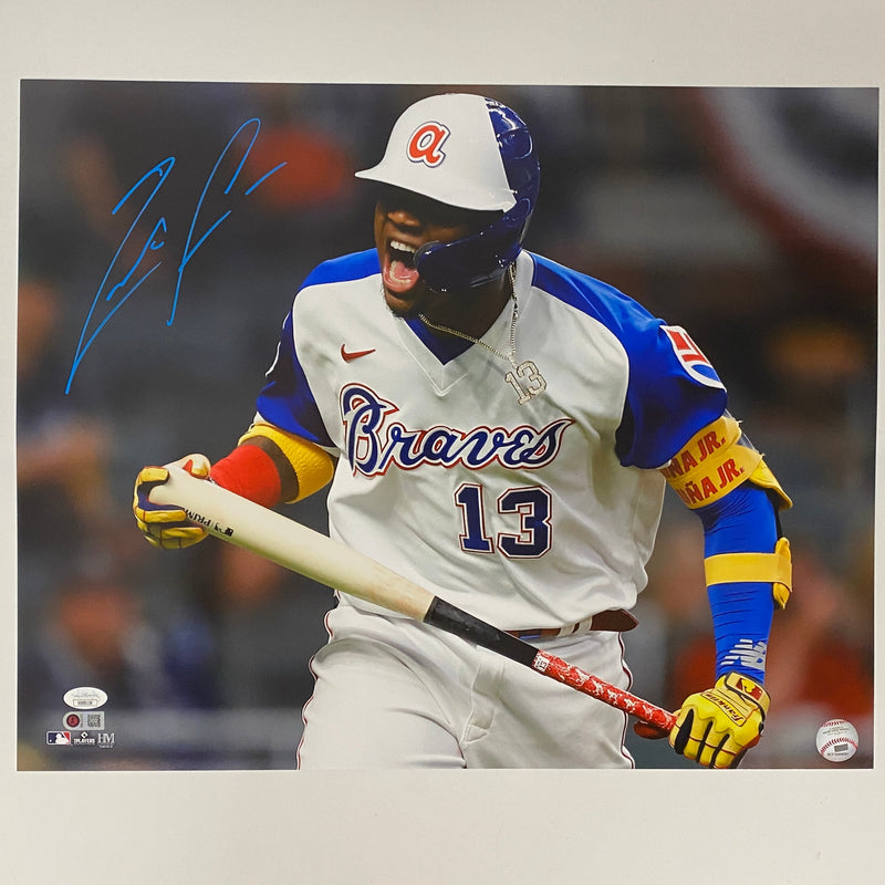 Autographed/Signed Ronald Acuna Jr. Atlanta Braves 16x20 Baseball Photo JSA COA #11