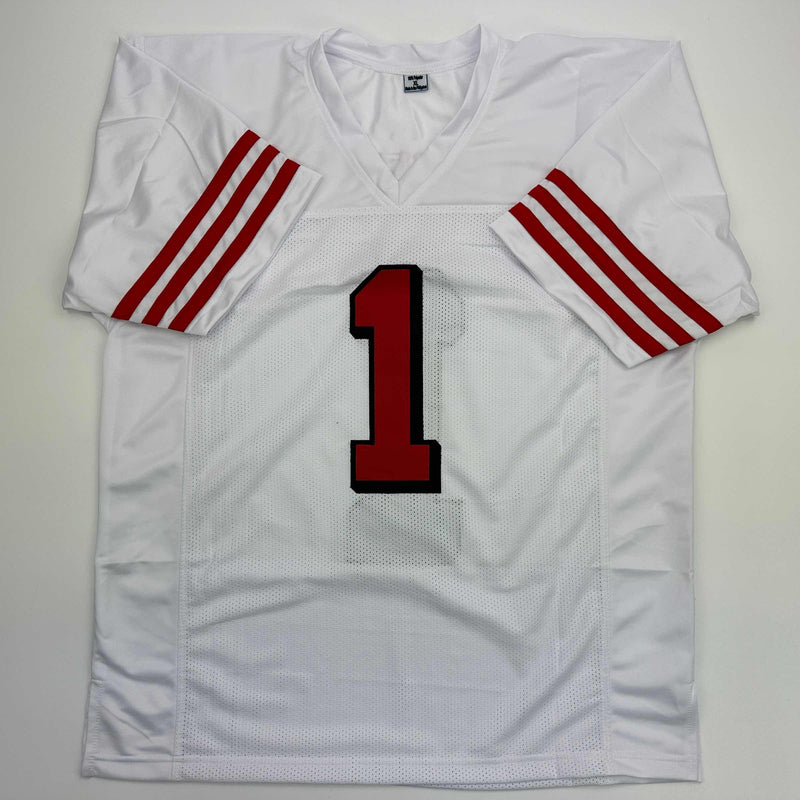 Autographed/Signed Deebo Samuel Sr. #1 San Francisco White Alternate Football Jersey JSA COA