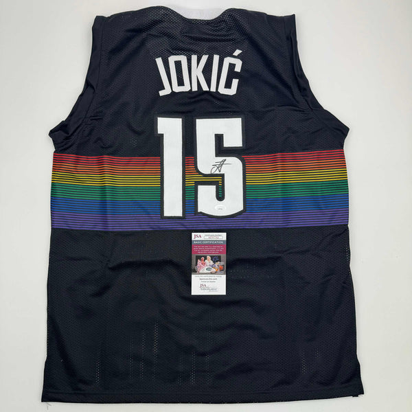 Autographed/Signed Nikola Jokic Denver Black Rainbow Basketball Jersey JSA COA