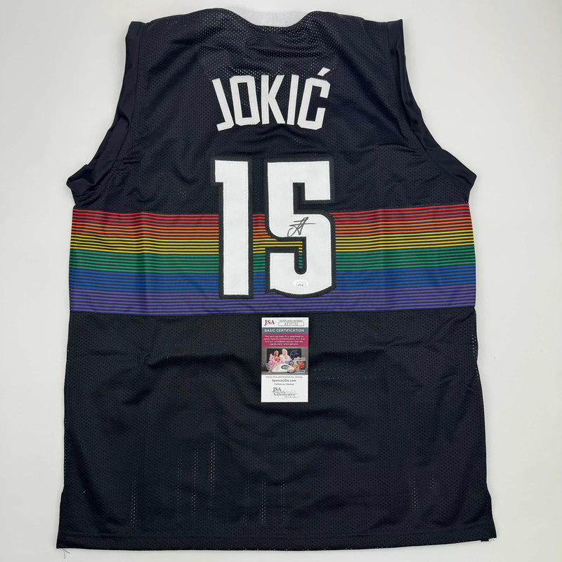 Autographed/Signed Nikola Jokic Denver Black Rainbow Basketball Jersey JSA COA