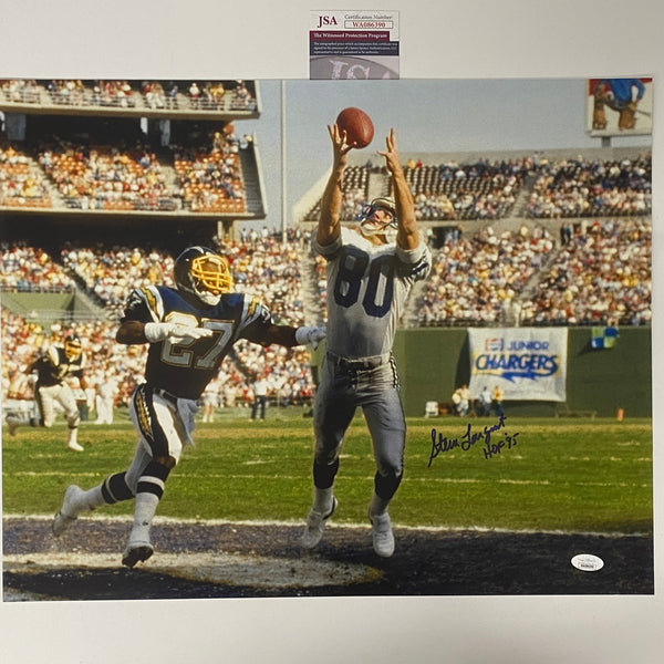 Autographed/Signed Steve Largent HOF 95 Seattle Seahawks 16x20 Football Photo JSA COA