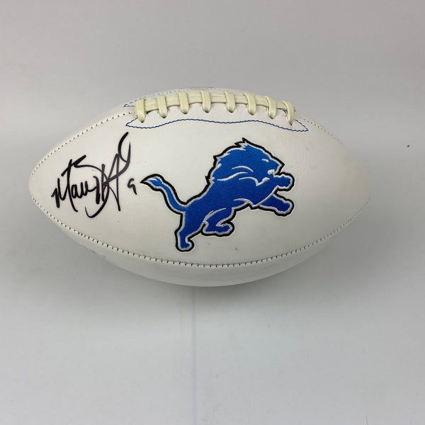 Autographed/Signed Matthew Stafford Detroit Lions Full Size F/S White Panel Logo Football PSA/DNA COA