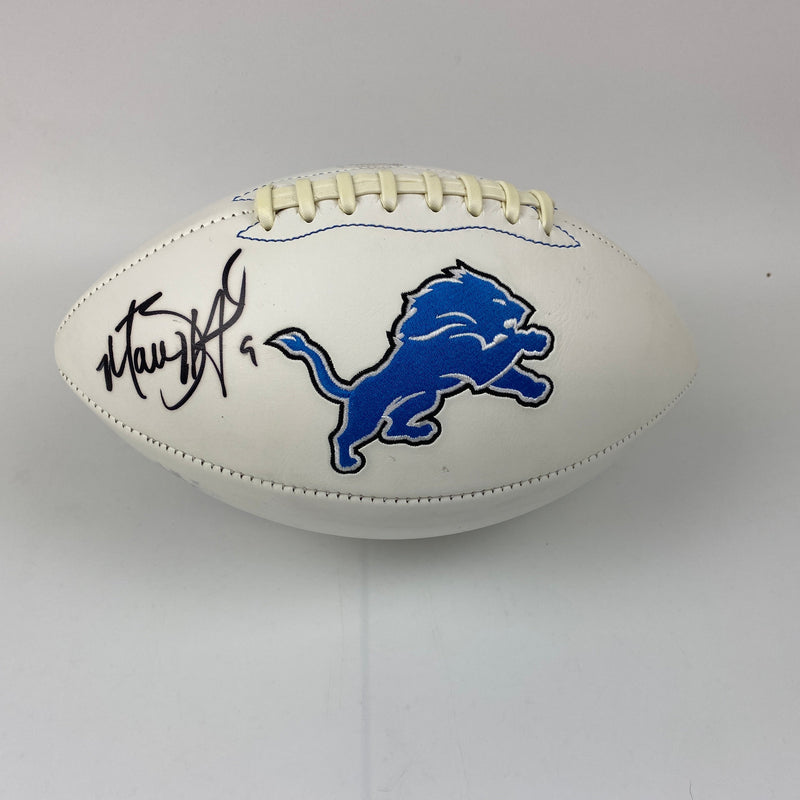 Autographed/Signed Matthew Stafford Detroit Lions Full Size F/S White Panel Logo Football PSA/DNA COA