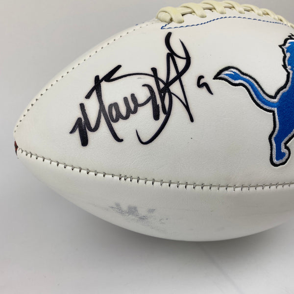 Autographed/Signed Matthew Stafford Detroit Lions Full Size F/S White Panel Logo Football PSA/DNA COA