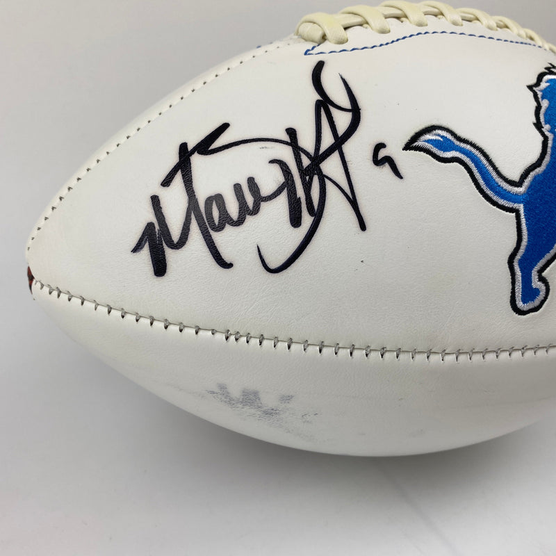 Autographed/Signed Matthew Stafford Detroit Lions Full Size F/S White Panel Logo Football PSA/DNA COA
