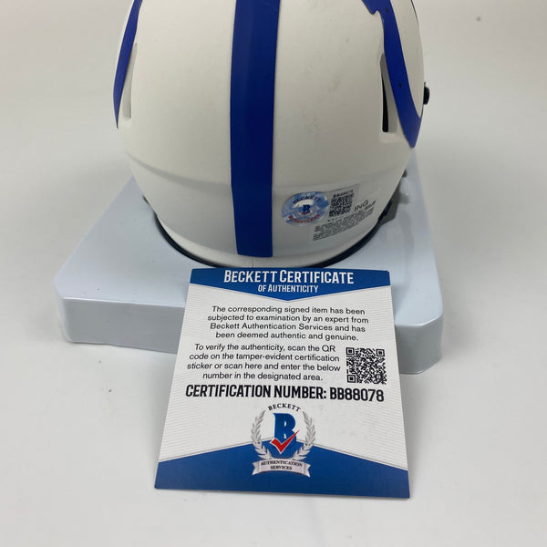 Autographed/Signed Pat McAfee Indianapolis Colts Lunar Eclipse Mini Football Helmet Beckett BAS COA