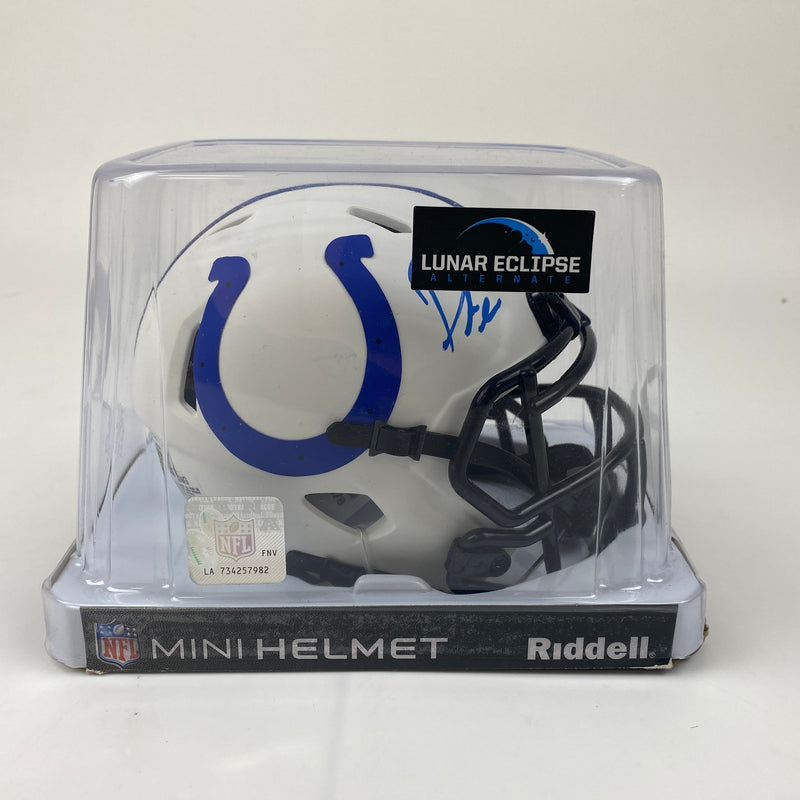 Autographed/Signed Pat McAfee Indianapolis Colts Lunar Eclipse Mini Football Helmet Beckett BAS COA