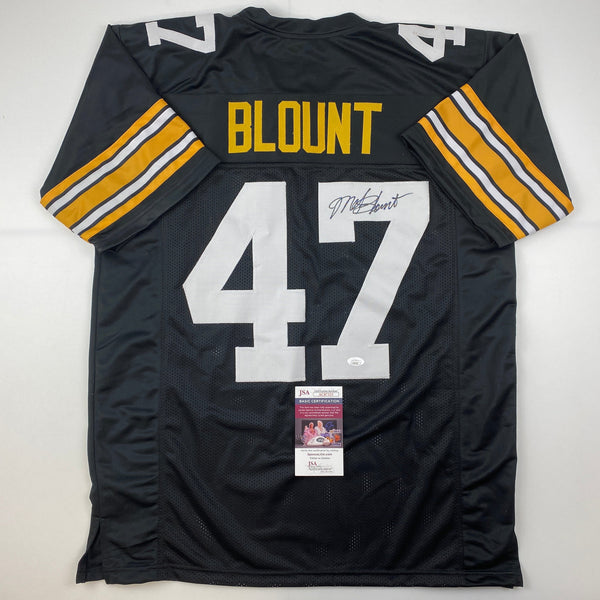 Autographed/Signed Mel Blount Pittsburgh Black Football Jersey JSA COA