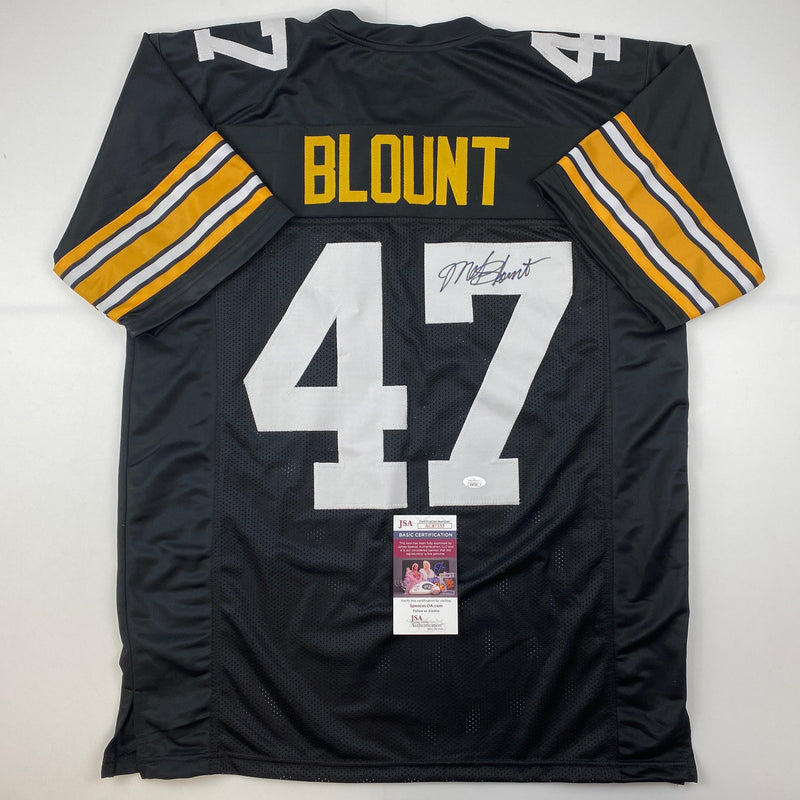 Autographed/Signed Mel Blount Pittsburgh Black Football Jersey JSA COA