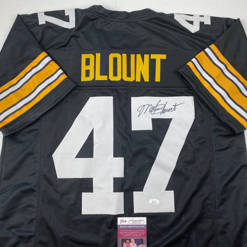 Autographed/Signed Mel Blount Pittsburgh Black Football Jersey JSA COA