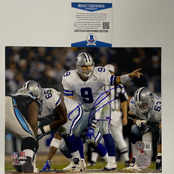 Autographed/Signed Tony Romo Dallas Cowboys 8x10 Football Photo Beckett BAS COA #1