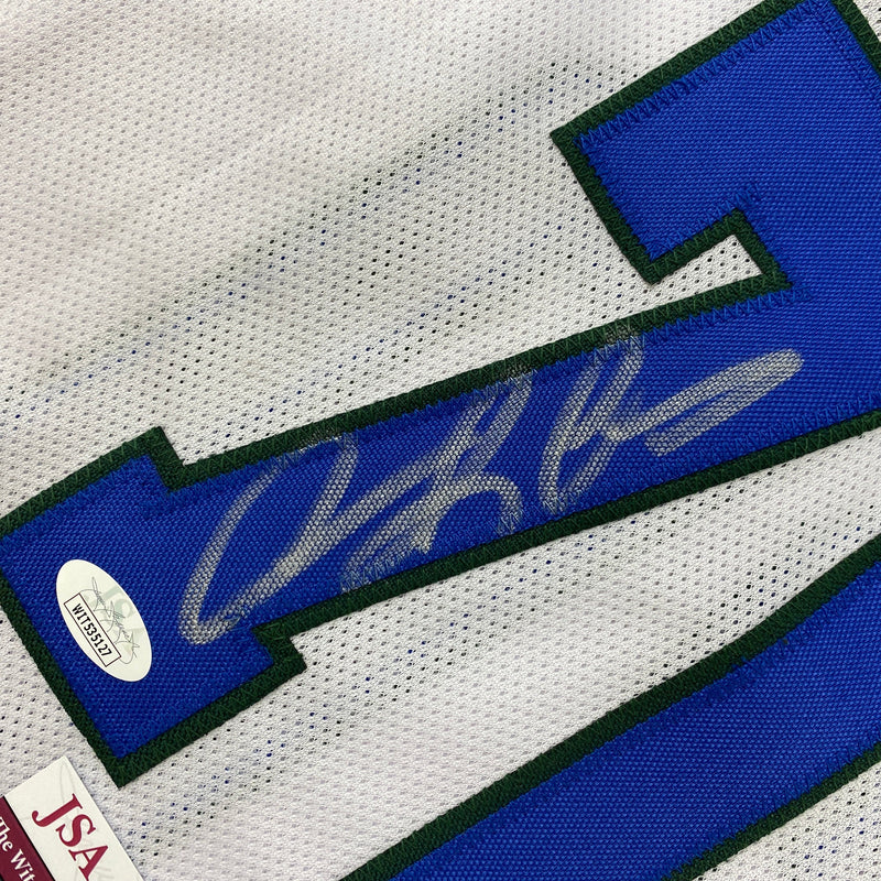 Autographed/Signed Dennis Rodman Dallas White Basketball Jersey JSA COA