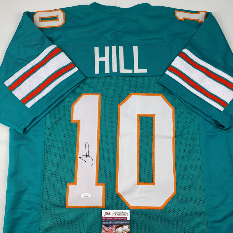 Autographed/Signed Tyreek Hill Miami Retro Teal Football Jersey JSA COA