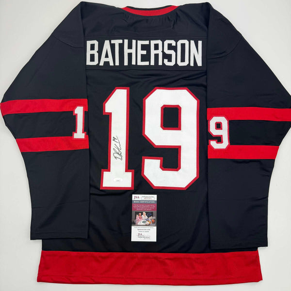 Autographed/Signed Drake Batherson Ottawa Black Hockey Jersey JSA COA