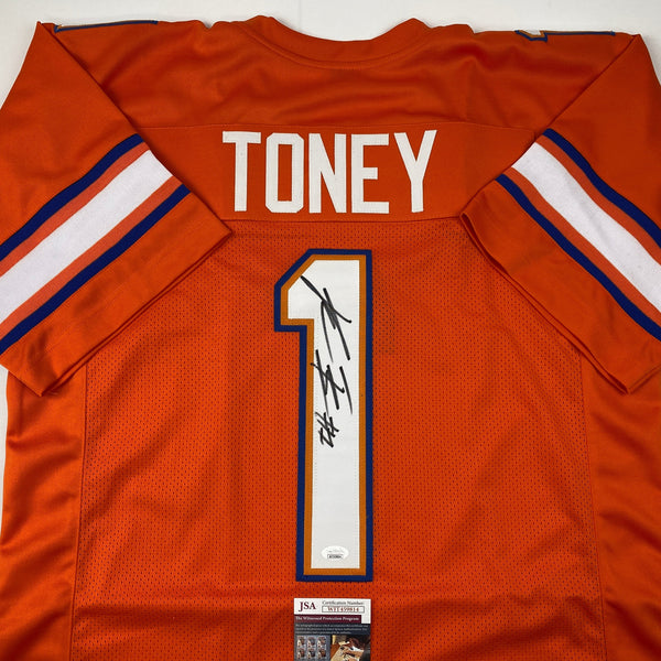 Autographed/Signed Kadarius Toney Florida Orange College Football Jersey JSA COA