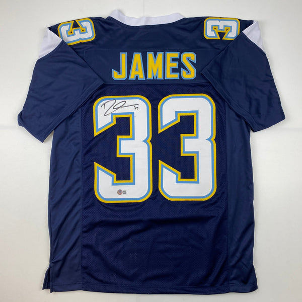 Autographed/Signed Derwin James Los Angeles LA Dark Blue Football Jersey Beckett BAS COA
