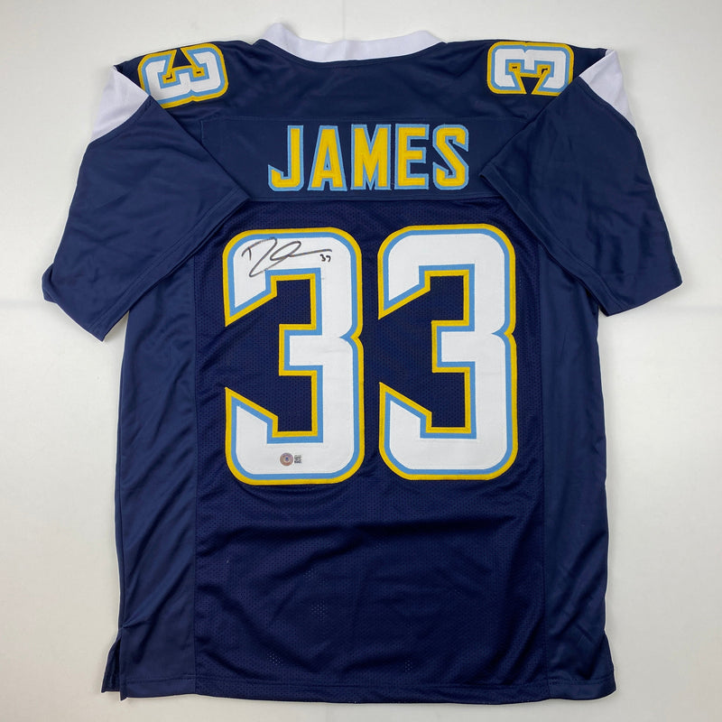 Autographed/Signed Derwin James Los Angeles LA Dark Blue Football Jersey Beckett BAS COA