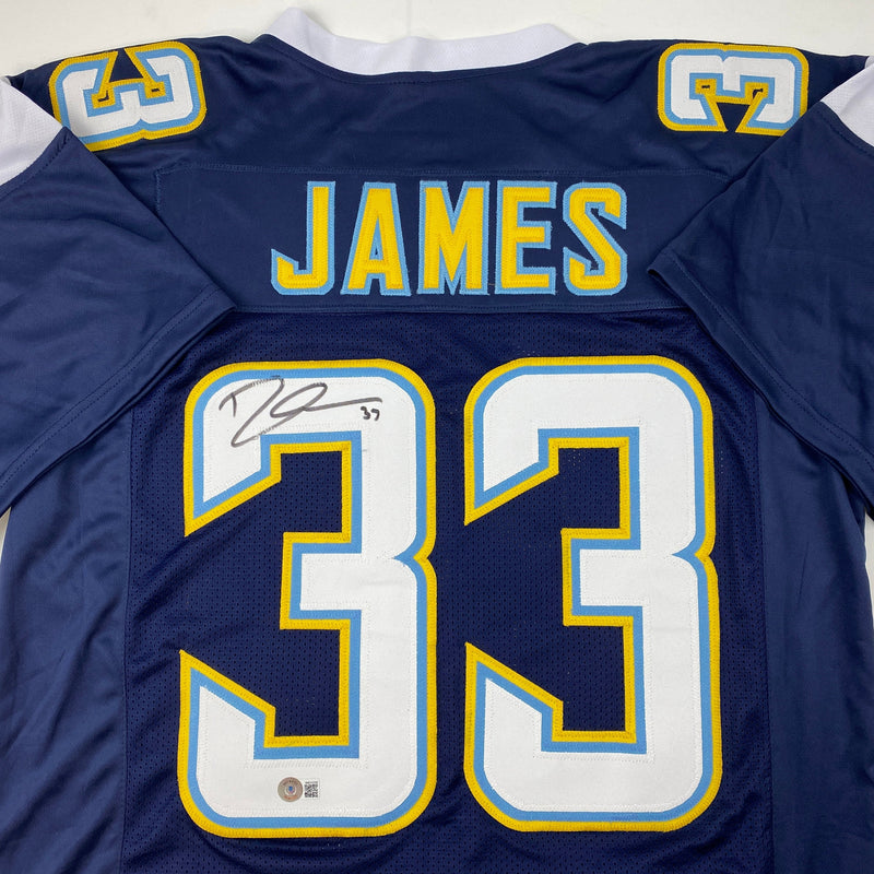 Autographed/Signed Derwin James Los Angeles LA Dark Blue Football Jersey Beckett BAS COA