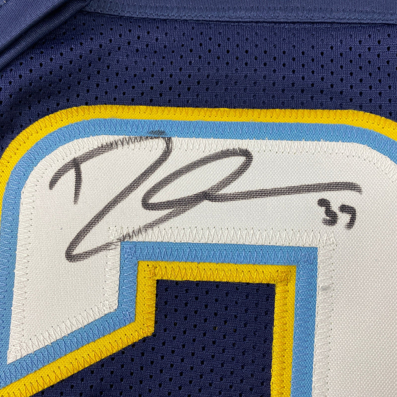 Autographed/Signed Derwin James Los Angeles LA Dark Blue Football Jersey Beckett BAS COA