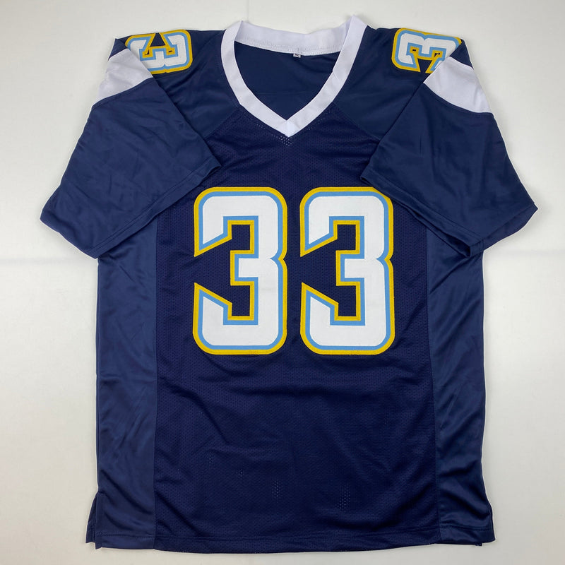 Autographed/Signed Derwin James Los Angeles LA Dark Blue Football Jersey Beckett BAS COA