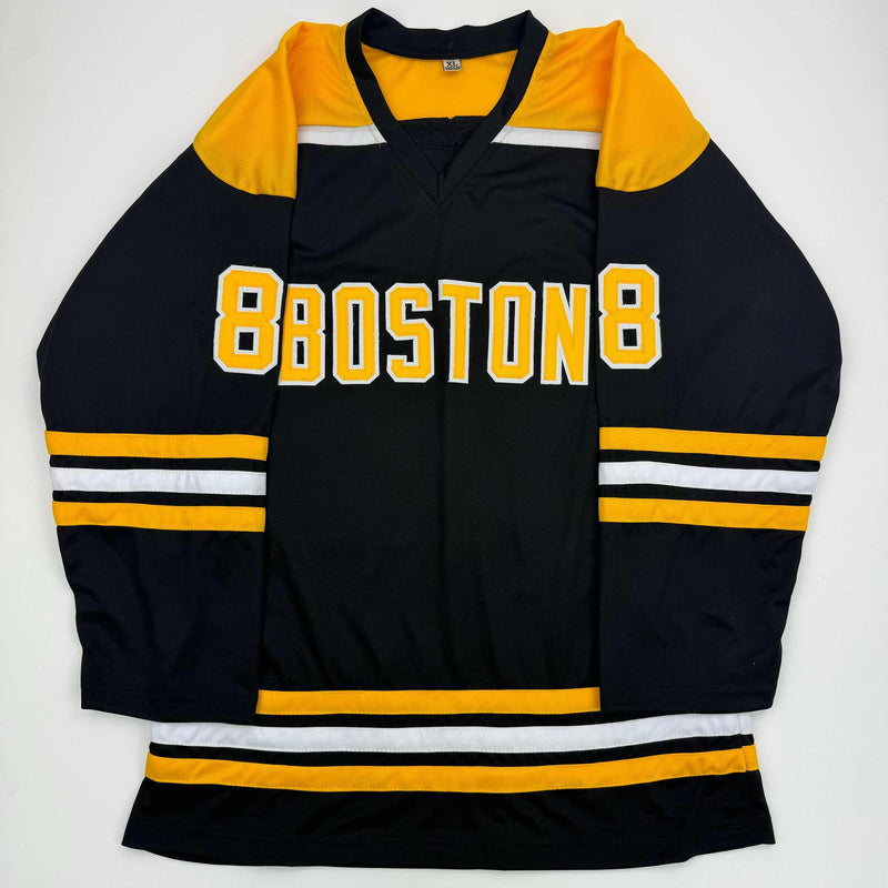Autographed/Signed David Pastrnak Boston Black Hockey Jersey Beckett BAS COA #2