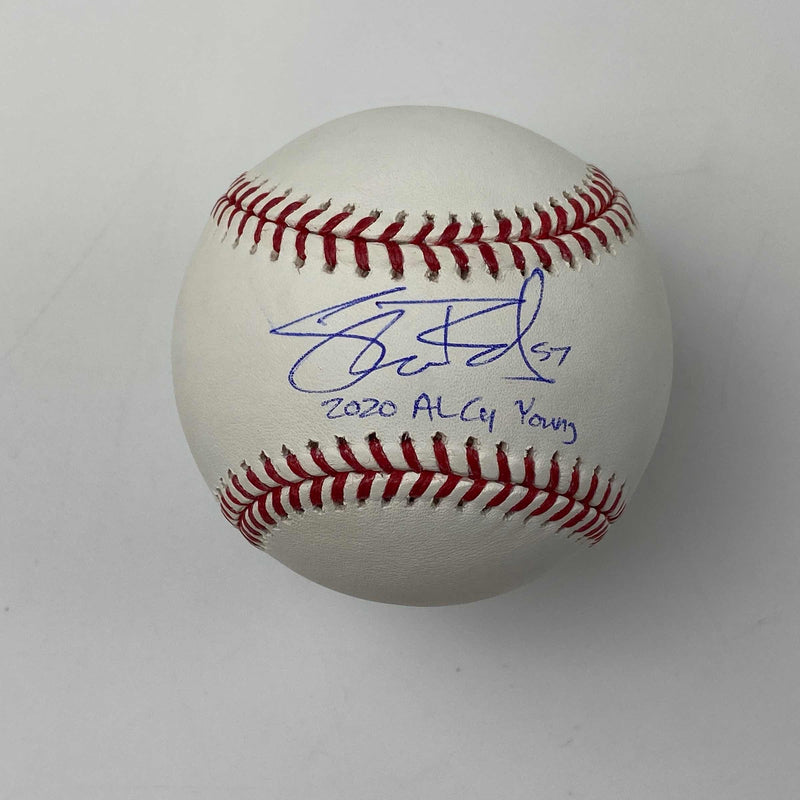 Autographed/Signed Shane Bieber 2020 AL Cy Young Rawlings Official Major League Baseball ROML Beckett BAS COA