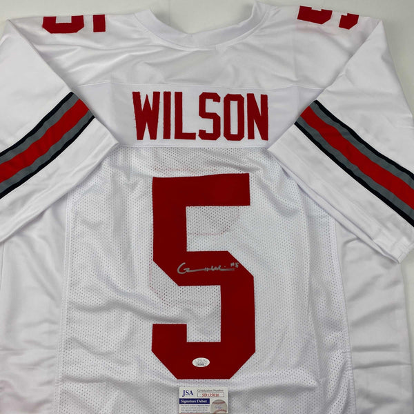 Autographed/Signed Garrett Wilson Ohio State White College Football Jersey JSA COA