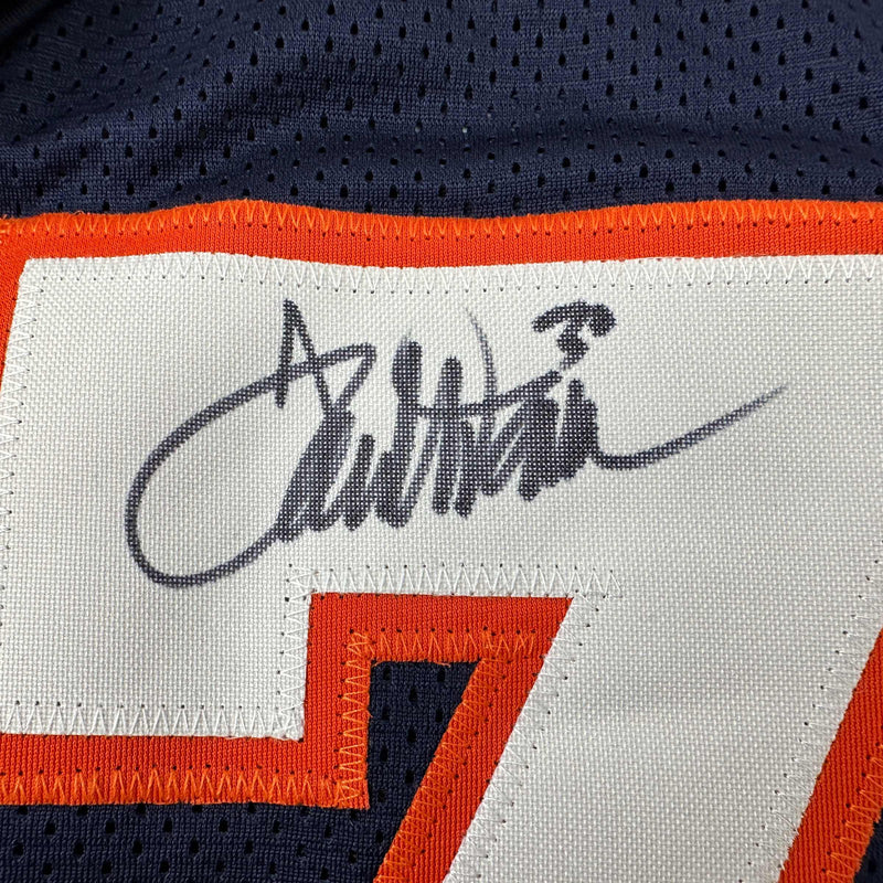 Autographed/Signed Terrell Davis Denver Blue Football Jersey Beckett BAS COA