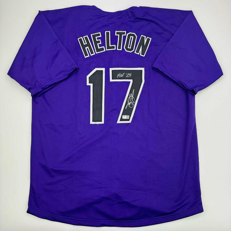 Autographed/Signed Todd Helton HOF 24 Colorado Purple Baseball Jersey Tristar COA