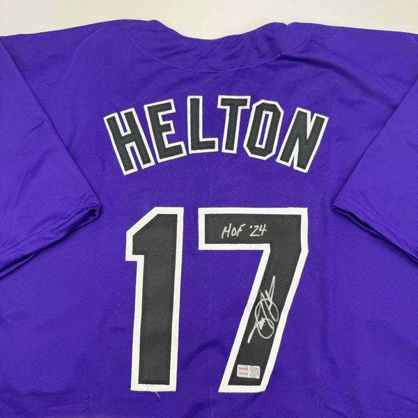 Autographed/Signed Todd Helton HOF 24 Colorado Purple Baseball Jersey Tristar COA