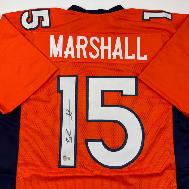 Autographed/Signed Brandon Marshall Denver Orange Football Jersey Beckett BAS COA