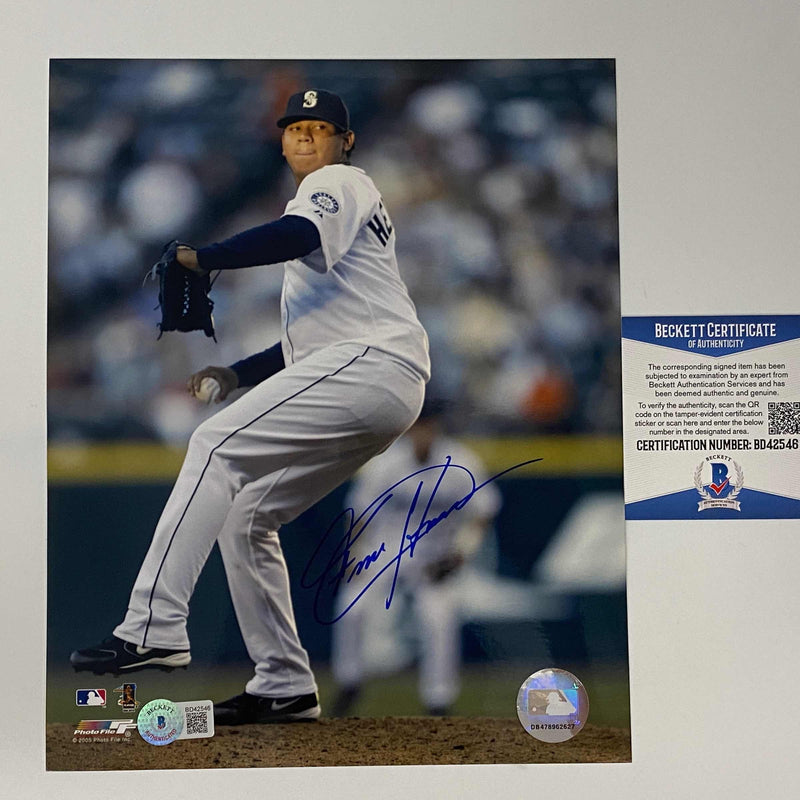 Autographed/Signed Felix Hernandez Seattle Mariners 8x10 Baseball Photo Beckett BAS COA #1