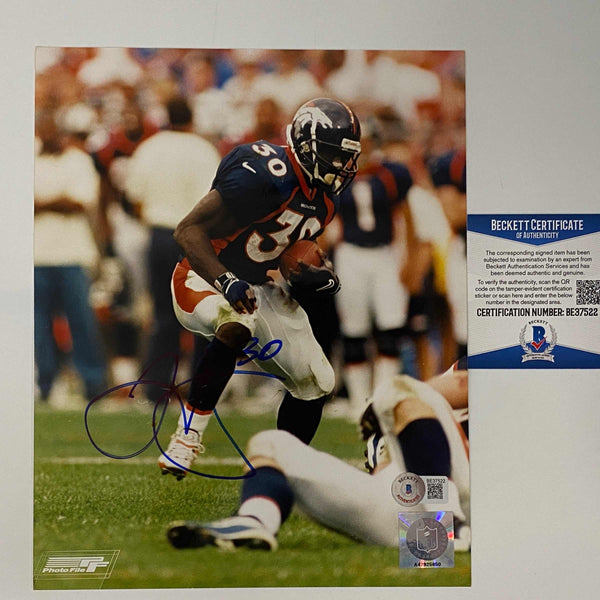 Autographed/Signed Terrell Davis Denver Broncos 8x10 Football Photo Beckett BAS COA #2