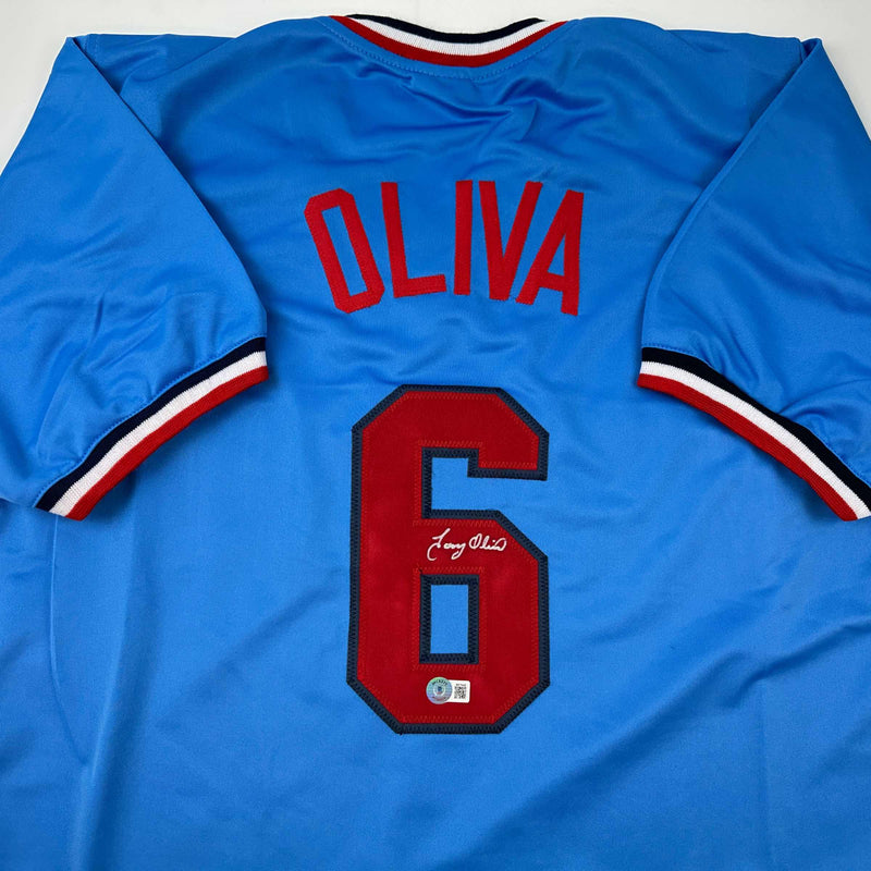 Autographed/Signed Tony Oliva Minnesota Light Blue Baseball Jersey Beckett BAS COA