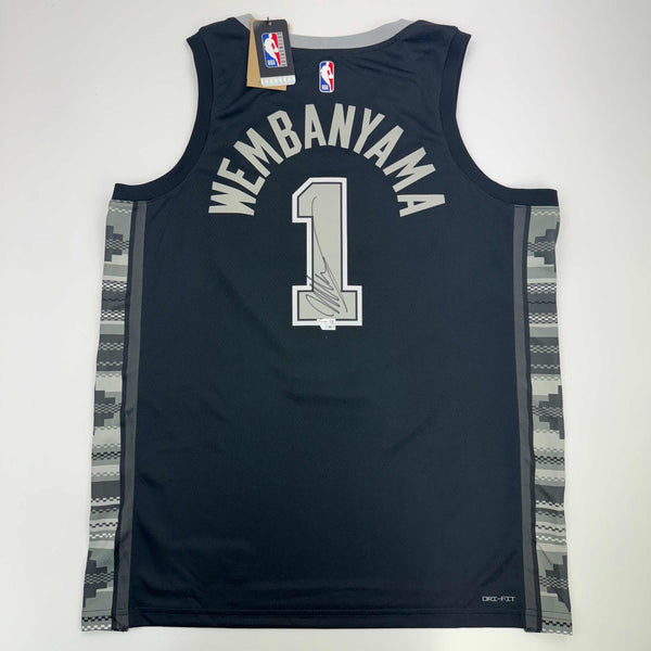 Autographed/Signed Victor Wembanyama San Antonio Spurs Black Authentic Swingman Statement Edition Basketball Jersey Fanatics COA