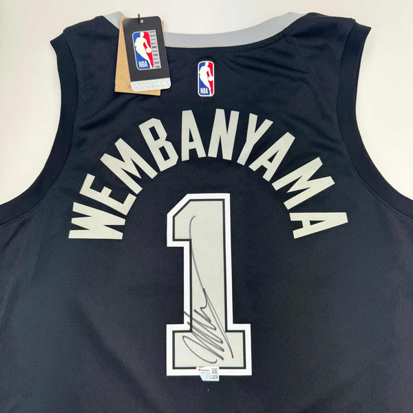 Autographed/Signed Victor Wembanyama San Antonio Spurs Black Authentic Swingman Statement Edition Basketball Jersey Fanatics COA