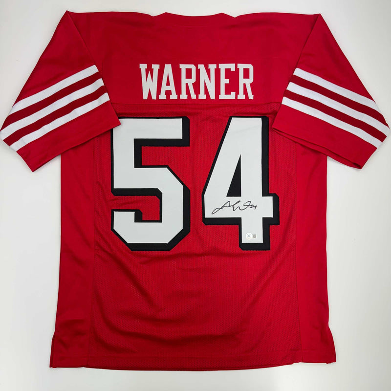 Autographed/Signed Fred Warner San Francisco Red Alternate Football Jersey Beckett BAS COA