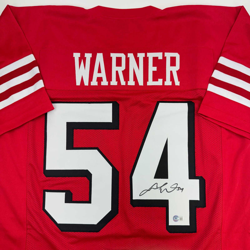 Autographed/Signed Fred Warner San Francisco Red Alternate Football Jersey Beckett BAS COA